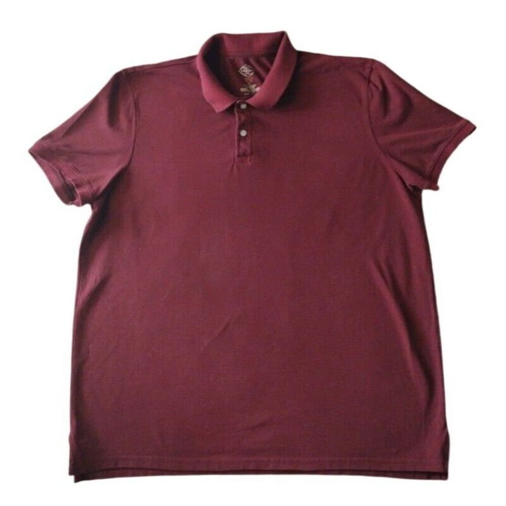 St Johns Bay Polo Shirt Men XL Burgundy Classic Fit Short Sleeve Collared Golf‎